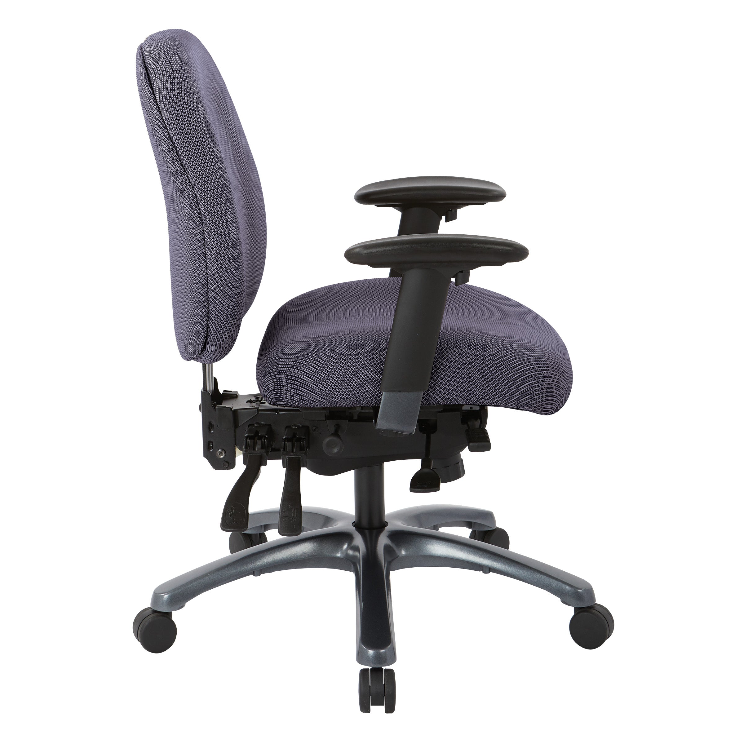 Multi-Function Mid Back Chair with Seat Slider and Titanium Finish Base